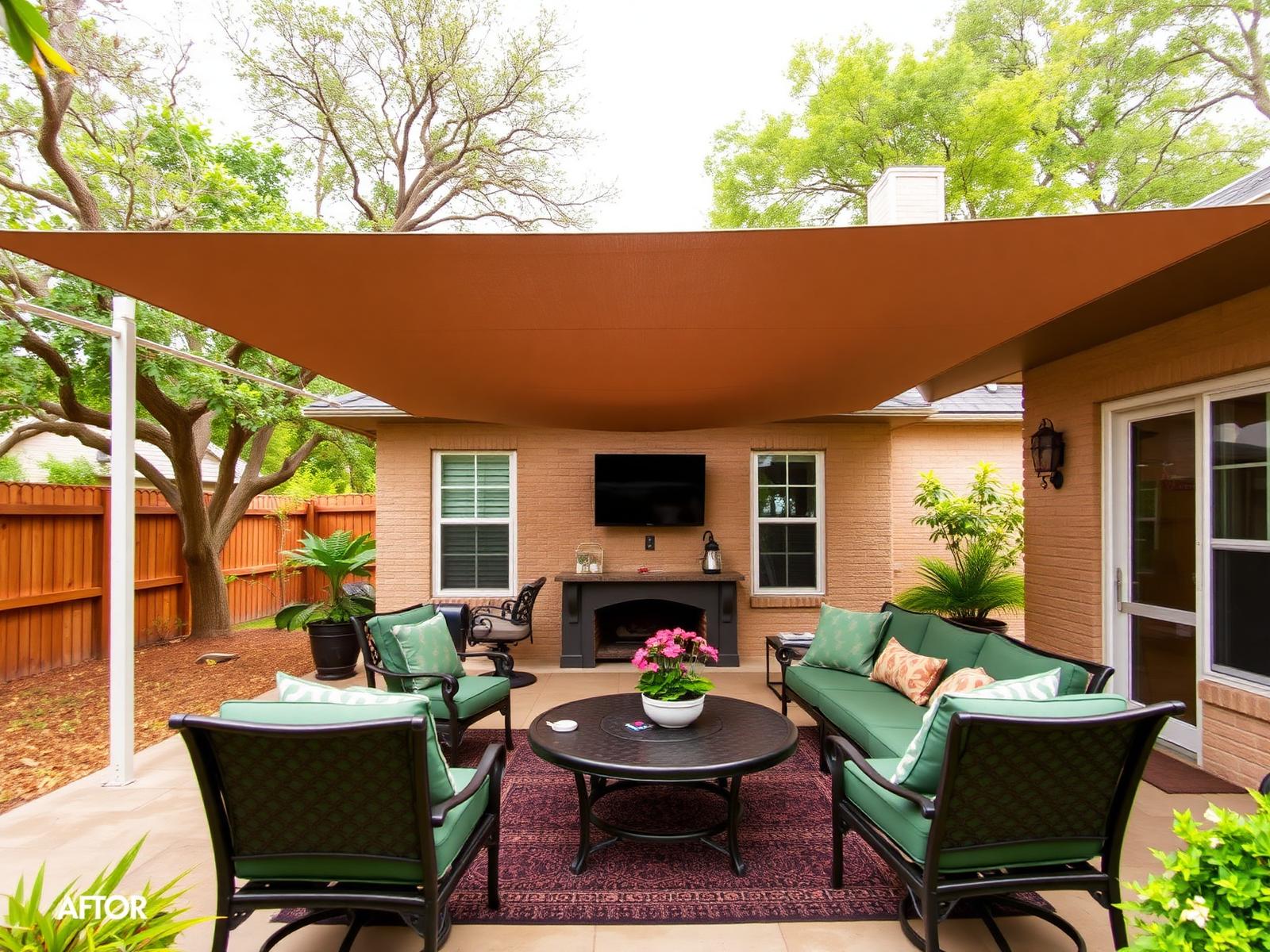 Patio after installing motorized shades